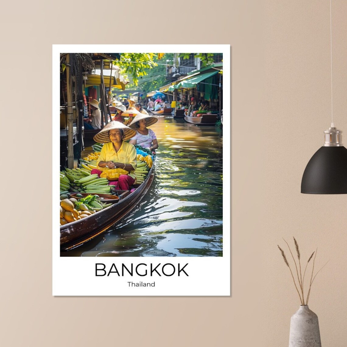 Bangkok Thailand Floating Market Boat Vendors Canal Life Photo Poster - Image 2