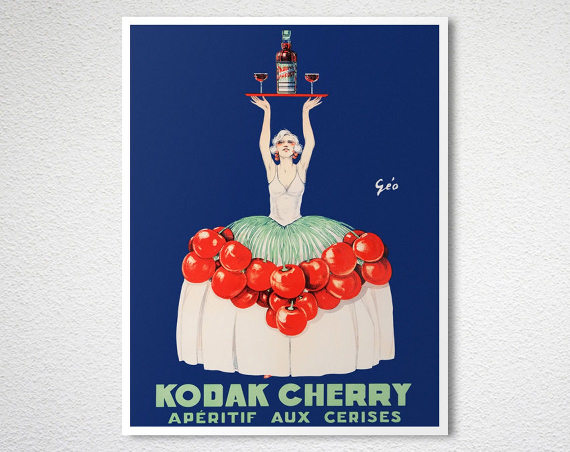 Kodak Cherry Aperitif aux Cerises Vintage French Bar Ad Poster - Image 2