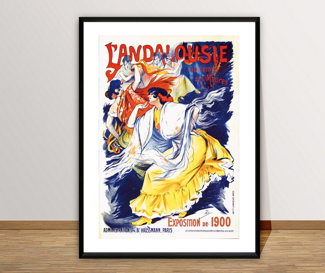Andalousie 1900 Exposition Paris Flamenco Dance Vintage Poster - Image 2
