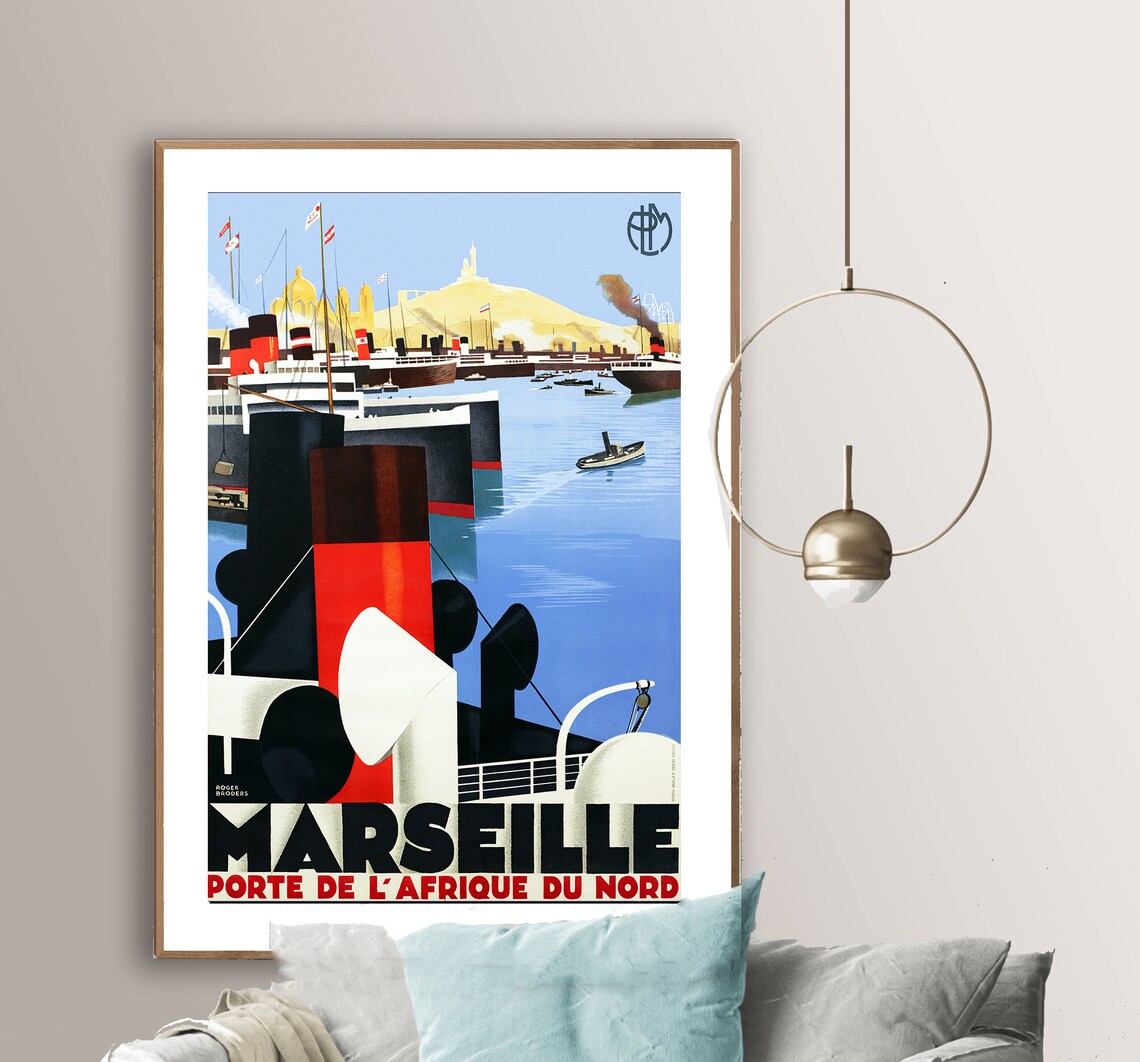 Marseille France Vintage Travel Poster, Europe Art Print
