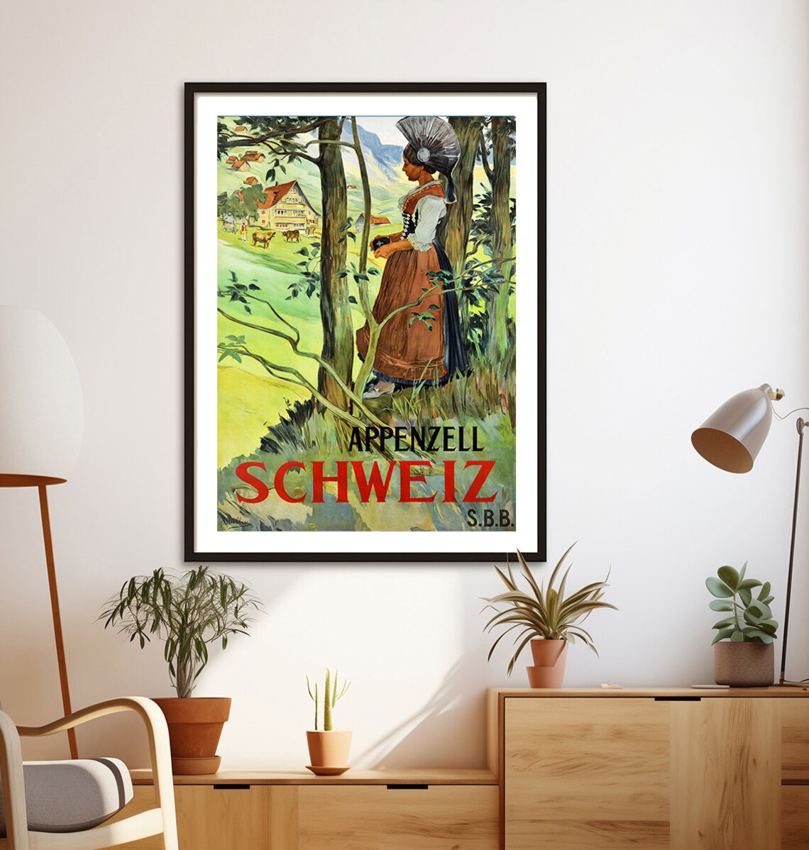Appenzell Schweiz SBB Vintage Swiss Railways Alpine Travel Poster - Image 2