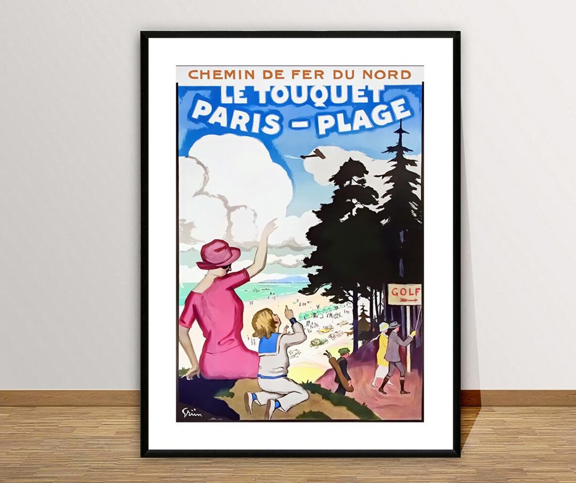 Le Touquet Paris Plage Beach Airplane Golf Vintage Travel Poster - Image 2