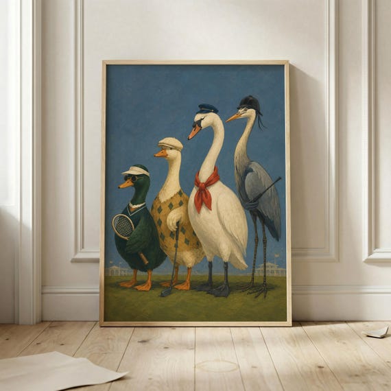 Country Club Birds Golf Tennis Polo Preppy Funny Animal Poster