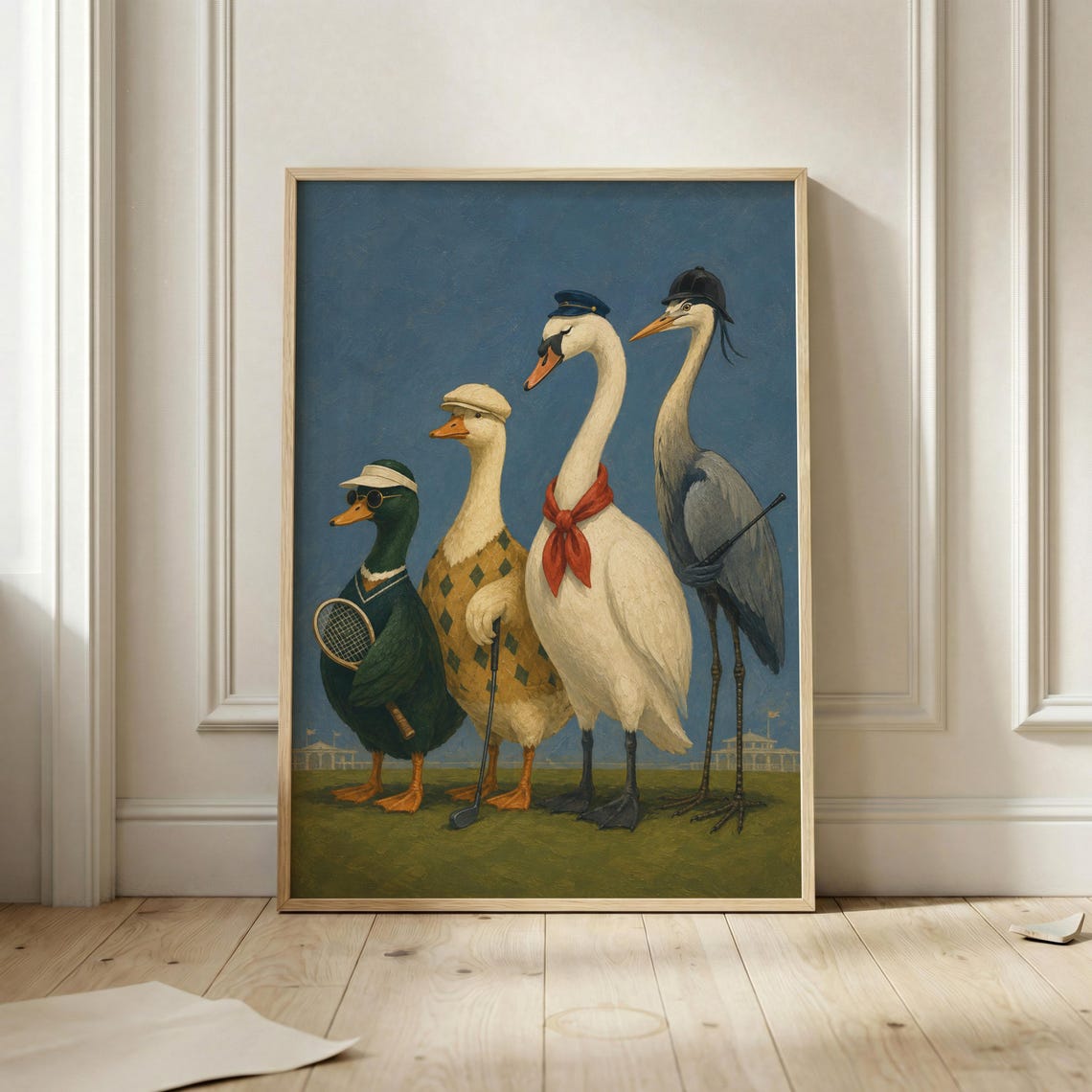 Country Club Birds Golf Tennis Polo Preppy Funny Animal Poster