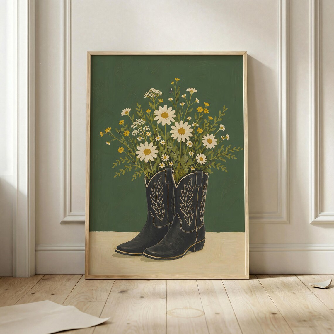 Cowboy Boot Poster, Vintage Western Wall Art