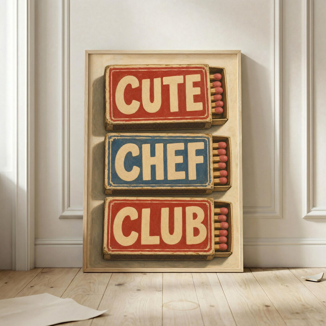 Cute Chef Club Vintage Poster, Kitchen Wall Art