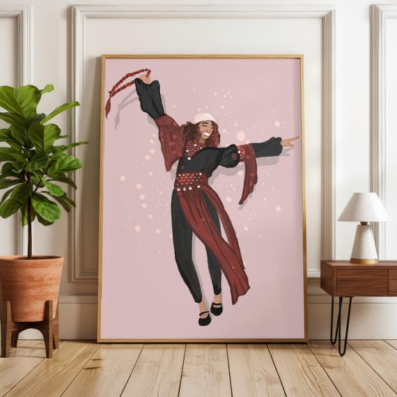 Palestinian Girl Dabke Wall Art Printable Palestine Culture Print Middle Eastern Home Digital Download