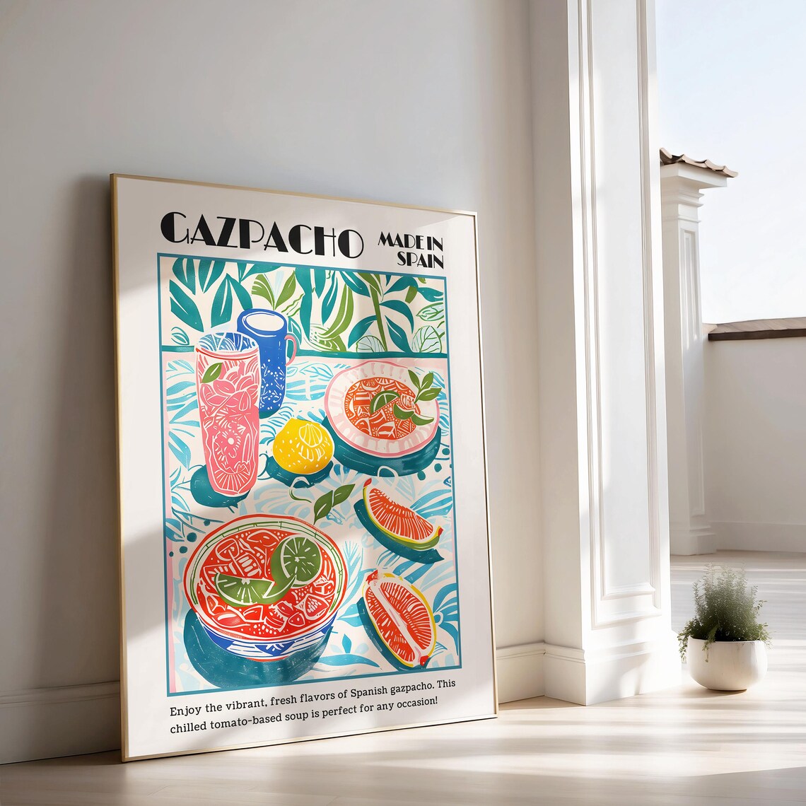Gazpacho Made in Spain Vibrant Food Illustration Poster for Kitchens - Image 3