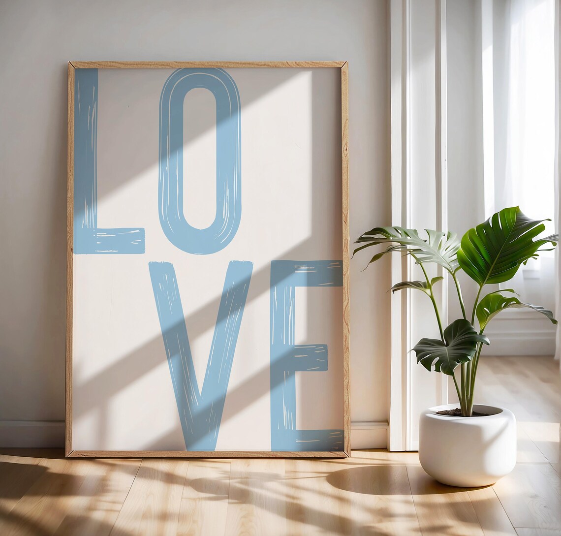 Blue Love Funky Aesthetic Apartment Art Print - Image 4