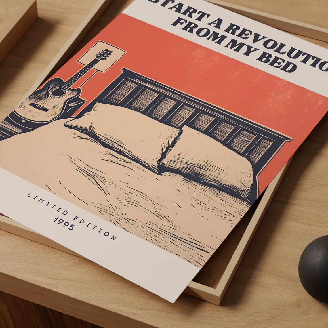 Start a Revolution from My Bed 1995 Lyric Poster Guitar Bedroom Art - Image 4