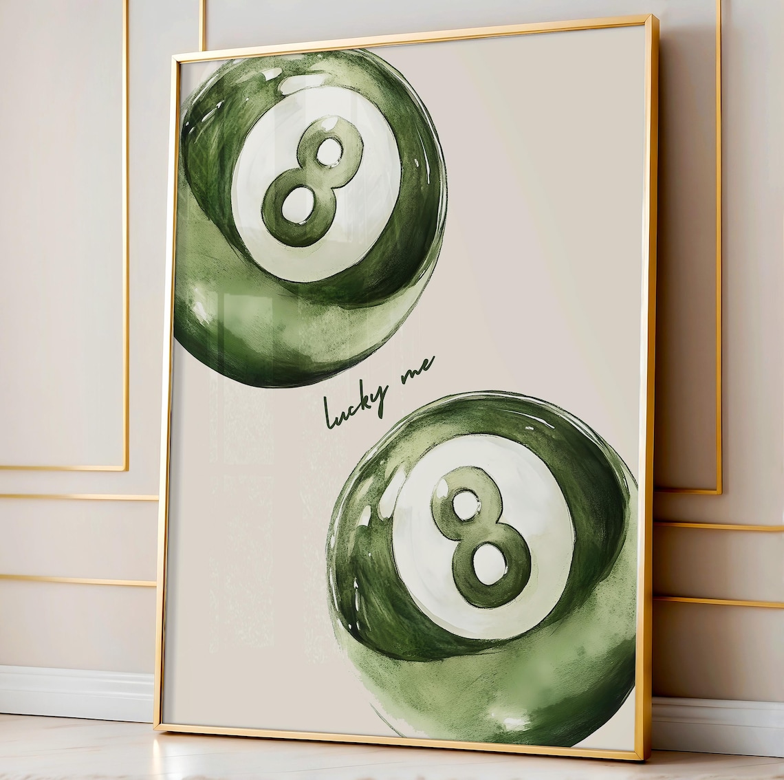 8 Pool Ball Poster, Retro Maximalist Wall Art