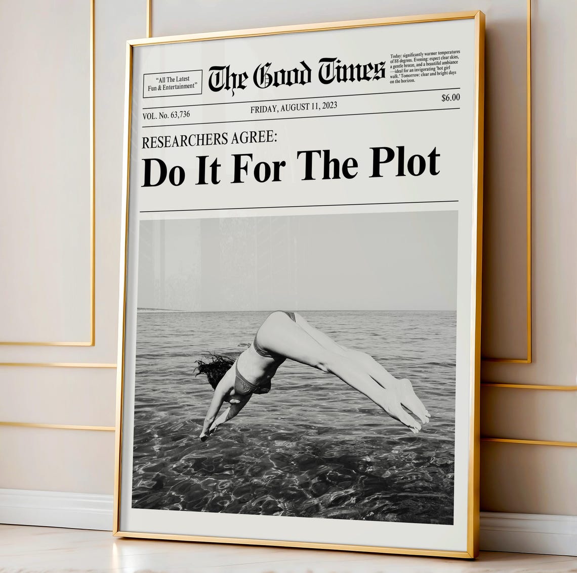 Do It for the Plot Vintage Newspaper Front Page Poster Retro Decor - Image 5
