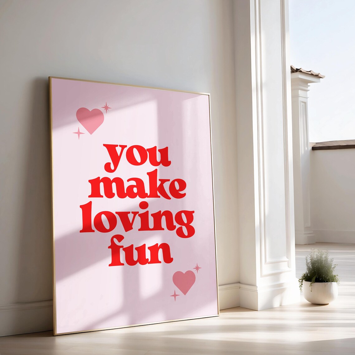 You Make Loving Fun Pink Retro Music Art Print - Image 2