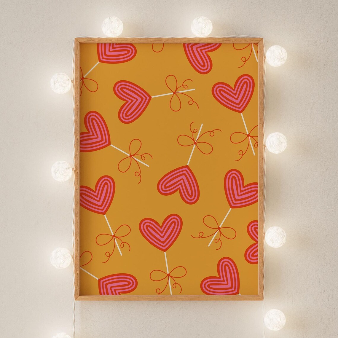 Pink Heart Lollipop Pattern Playful Orange Valentines Poster - Image 4