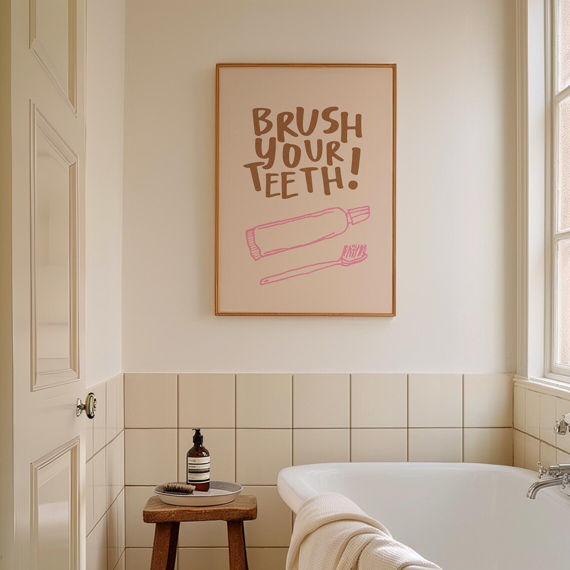 Brush Your Teeth Art Print, Kids Bathroom Decor