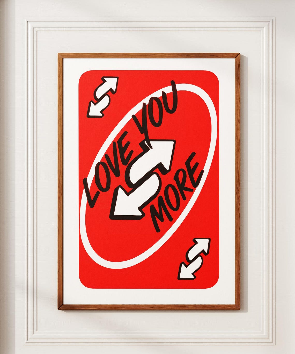Love You More Red Reverse Card Love Quote Bold Trendy Wall Art