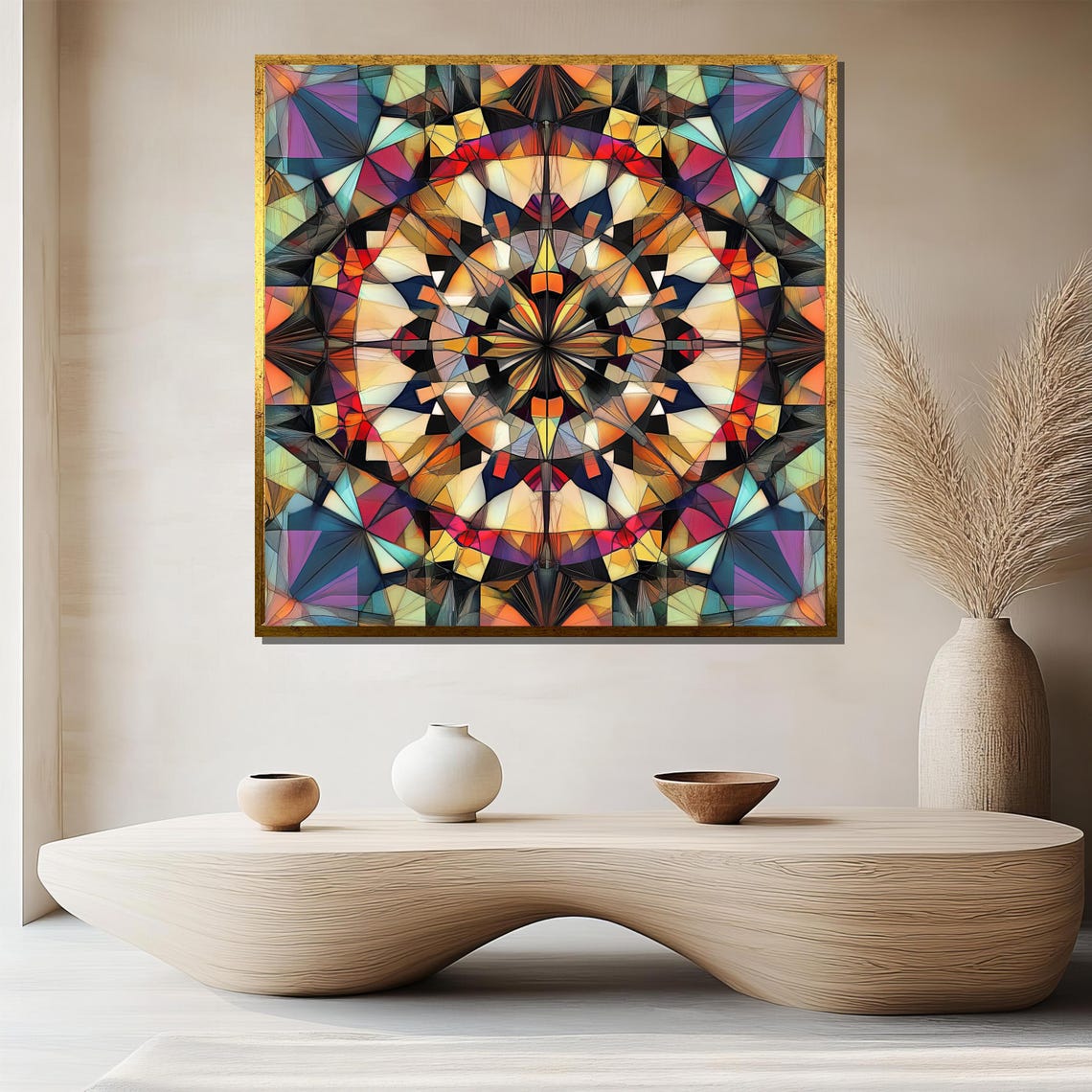 Colorful Kaleidoscopic Abstract Painting Geometric Wall Art Modern Home Decor Unique Gift Idea
