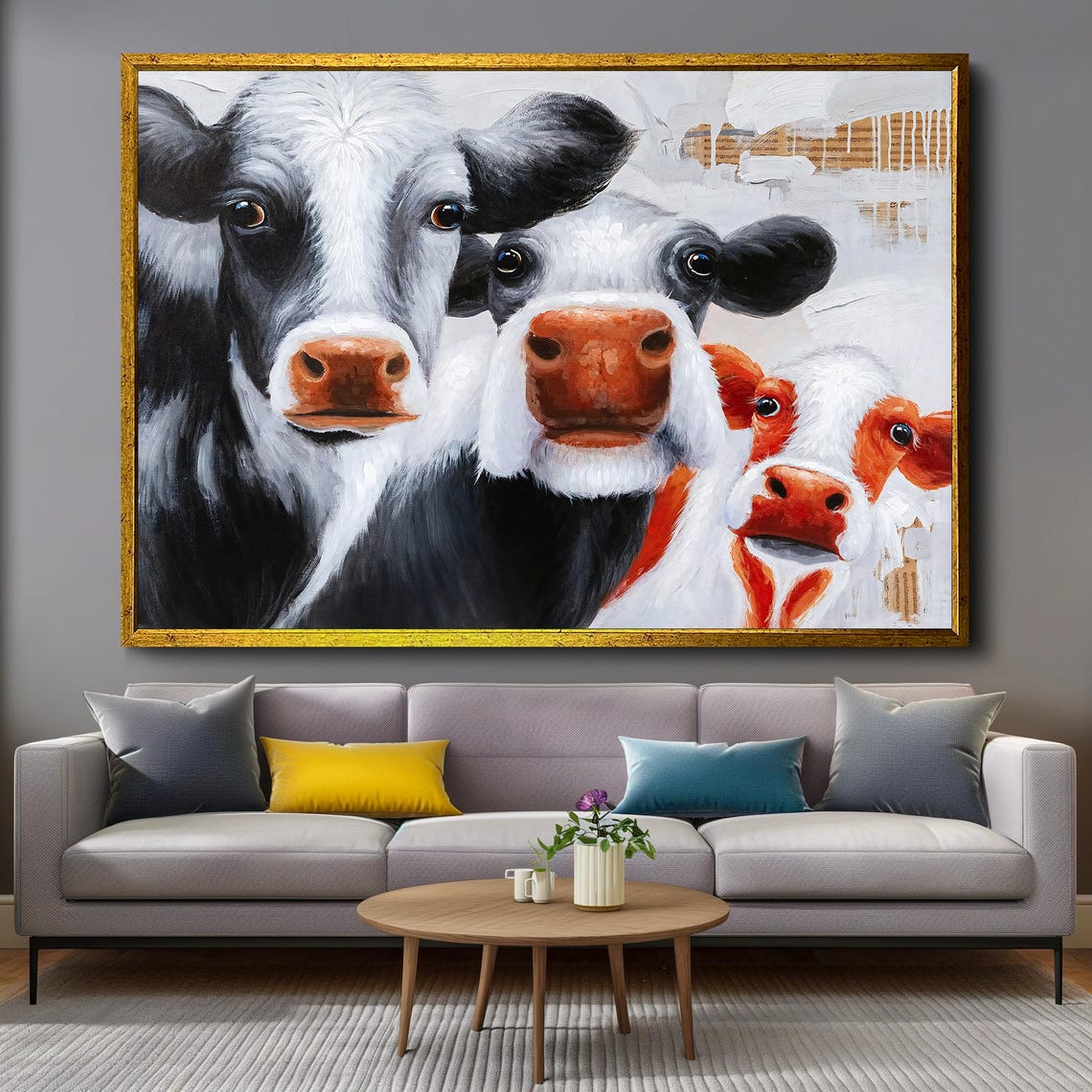 Three Curious Cows Close Up Playful Farm Animal Portrait Poster - Image 4