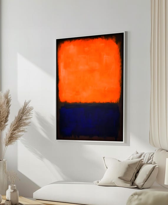 Vibrant Orange And Deep Blue Abstract Painting By Mark Rothko Bold Modern Art For Contemporary Home Decor Gift Idea