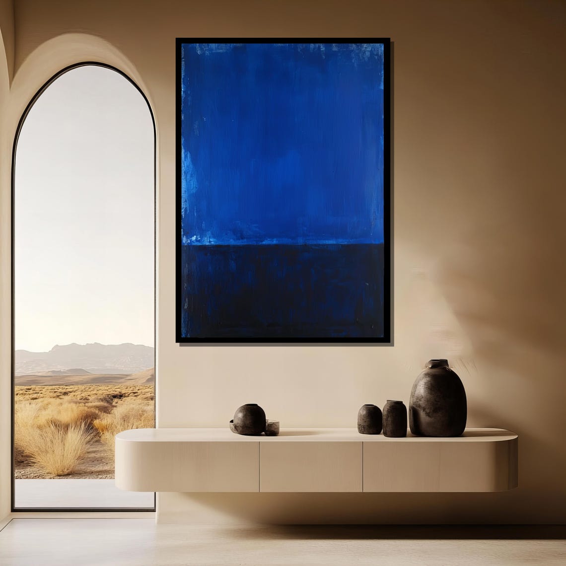 Rothko Style Cobalt And Navy Blue Color Field Abstract Poster - Image 3