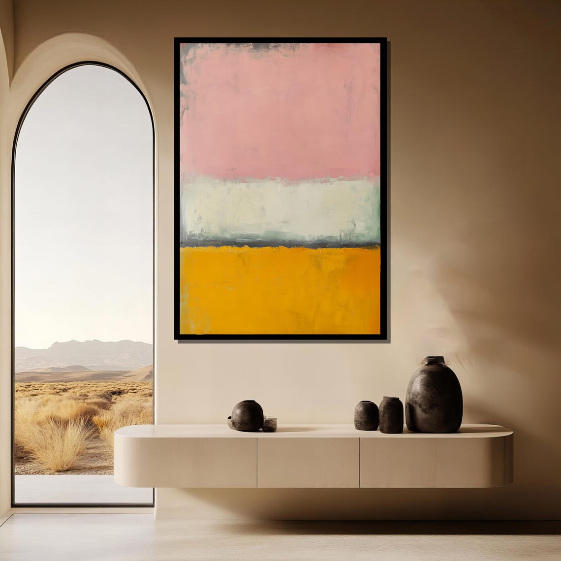 Rothko Style Pink White Gold Gradient Color Field Abstract Poster - Image 3