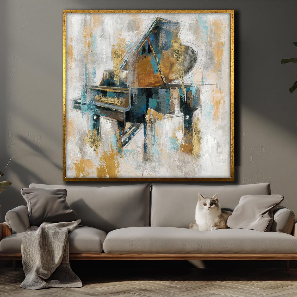 Abstract Grand Piano With Gold Accents Elegant Music Art Poster - Image 4
