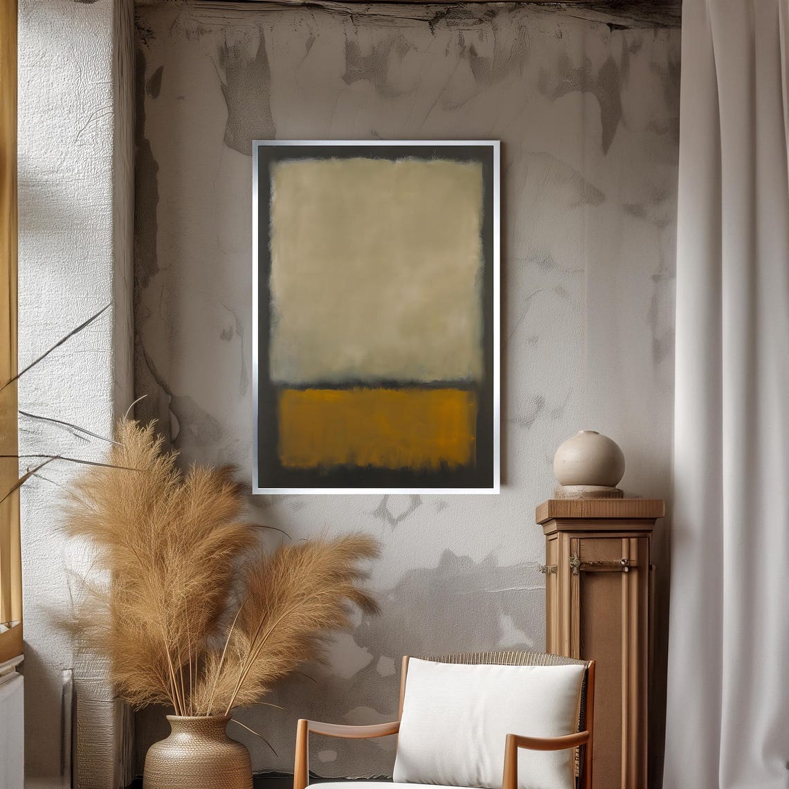 Mark Rothko Style Soft Beige And Warm Mustard Abstract Art Poster - Image 3