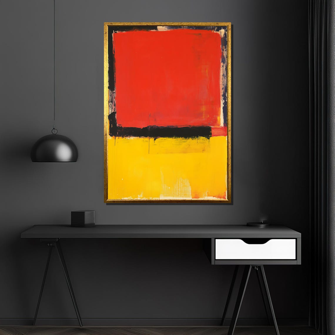 Red and Yellow Color Field Abstract Block Painting Style Poster - Image 4