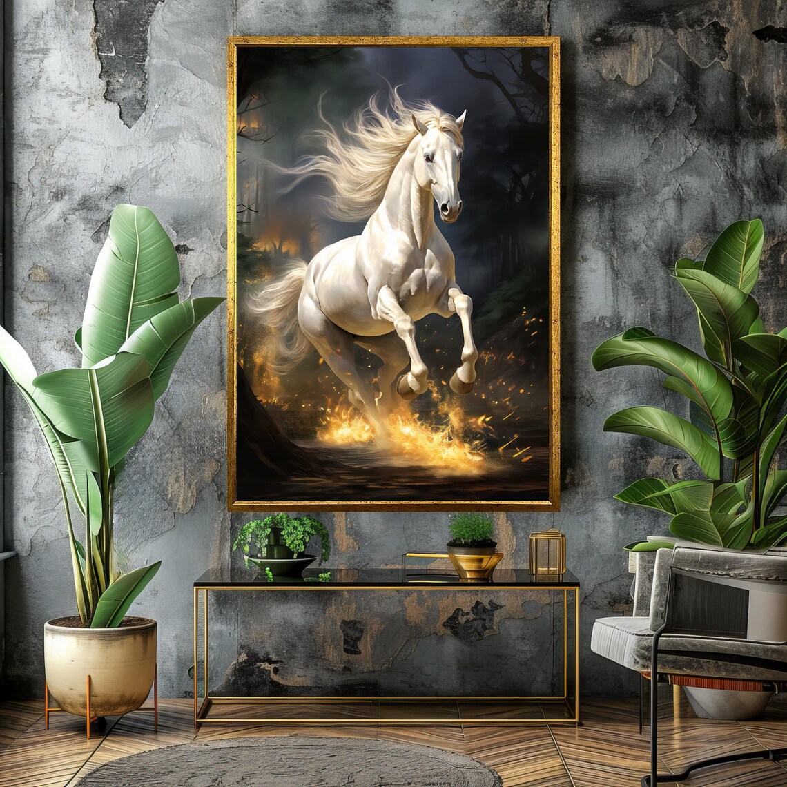 Fiery White Stallion, Dynamic Horse Portrait - Image 4