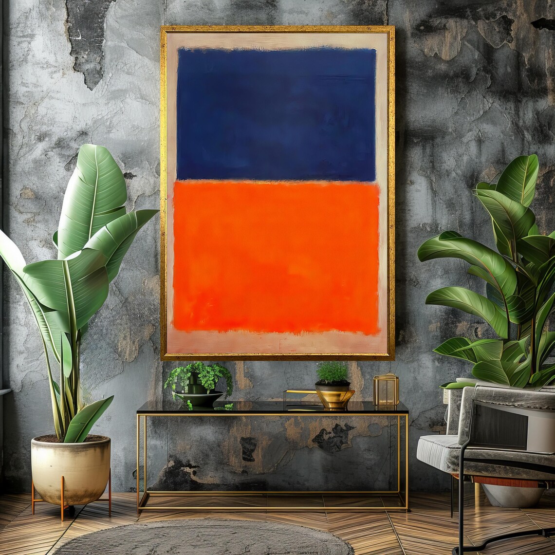 Mark Rothko Painting Bold Blue And Vibrant Orange Abstract Art Unique Gift For Contemporary Art Lovers - Image 4