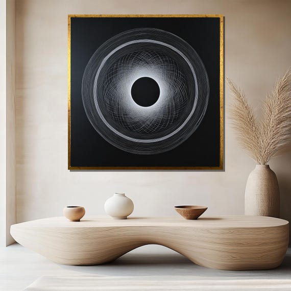 Minimalist Black And White Painting Abstract Geometric Wall Art Modern Home Decor Gift