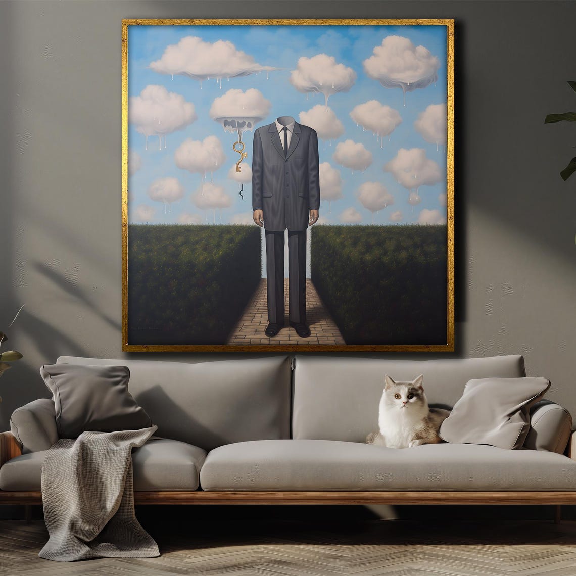 Surreal Headless Man Standing On A Path Under A Cloudy Sky Poster - Image 4