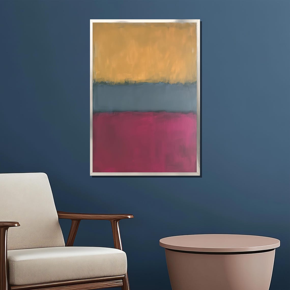 Rothko Style Gold Gray Magenta Bands Color Block Abstract Art Poster - Image 2