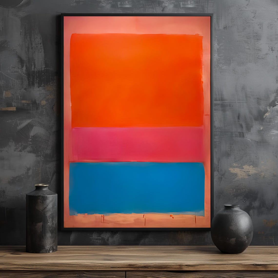 Red Pink Blue Stacked Color Field Abstract Vibrant Modern Poster - Image 2