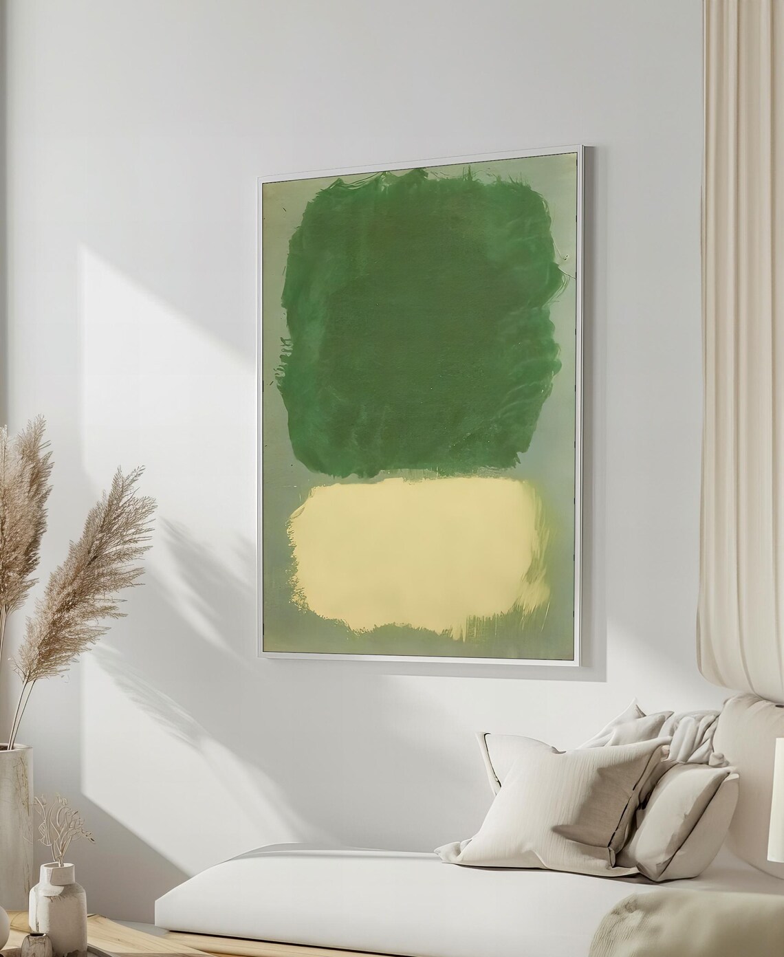 Soothing Green Cream Abstract Color-Field Nature Decor Art Poster