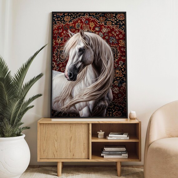 Fierce Black Panther Painting With Ornate Rug Design Bold Animal Wall Art Gift For Exotic And Luxury Home Dcor