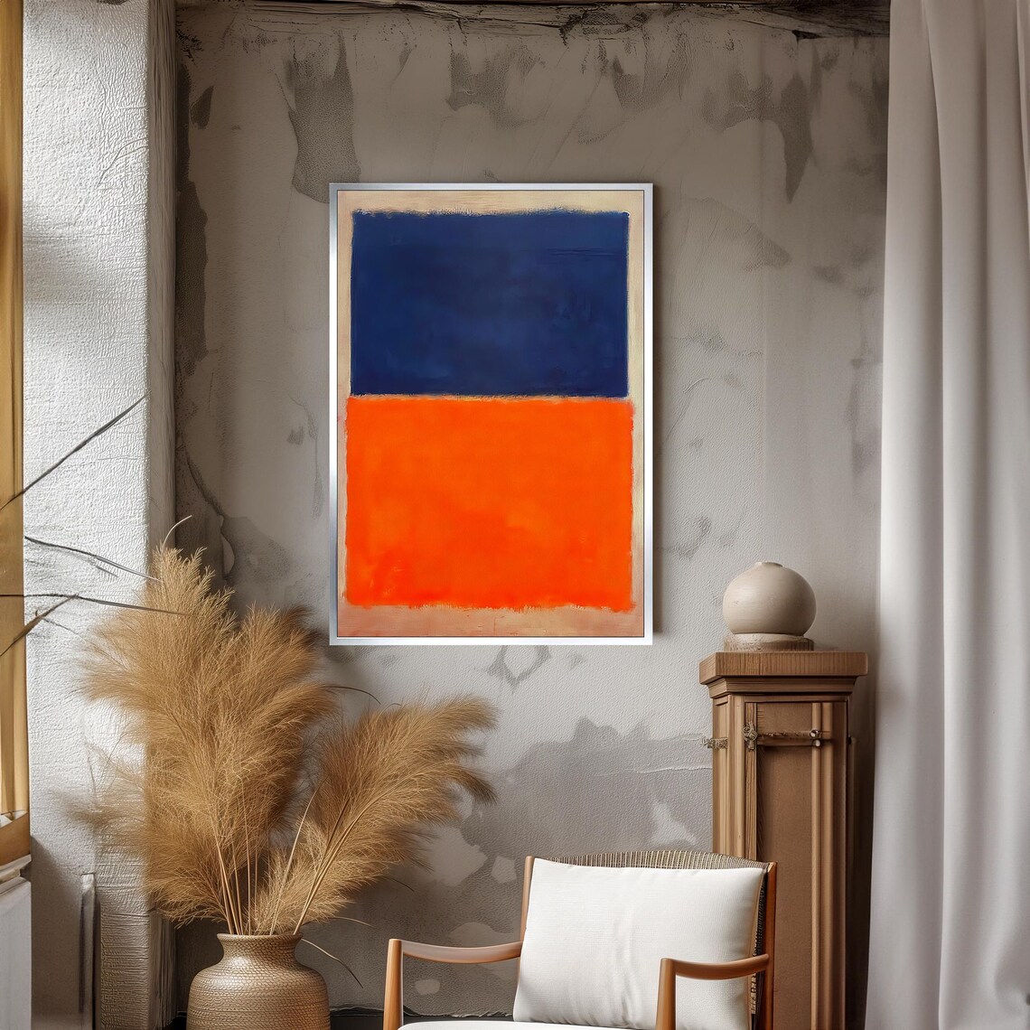 Mark Rothko Painting Bold Blue And Vibrant Orange Abstract Art Unique Gift For Contemporary Art Lovers - Image 3