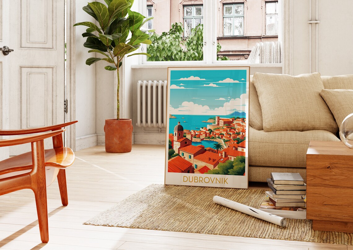 Dubrovnik Croatia Old Town Red Roofs Adriatic Sea Travel Poster - Image 4