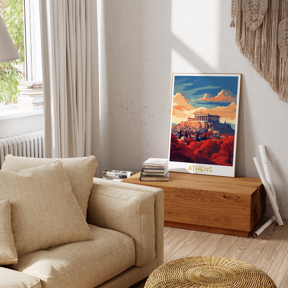 Athens Greece Acropolis Parthenon Sunset Golden Travel Poster - Image 3