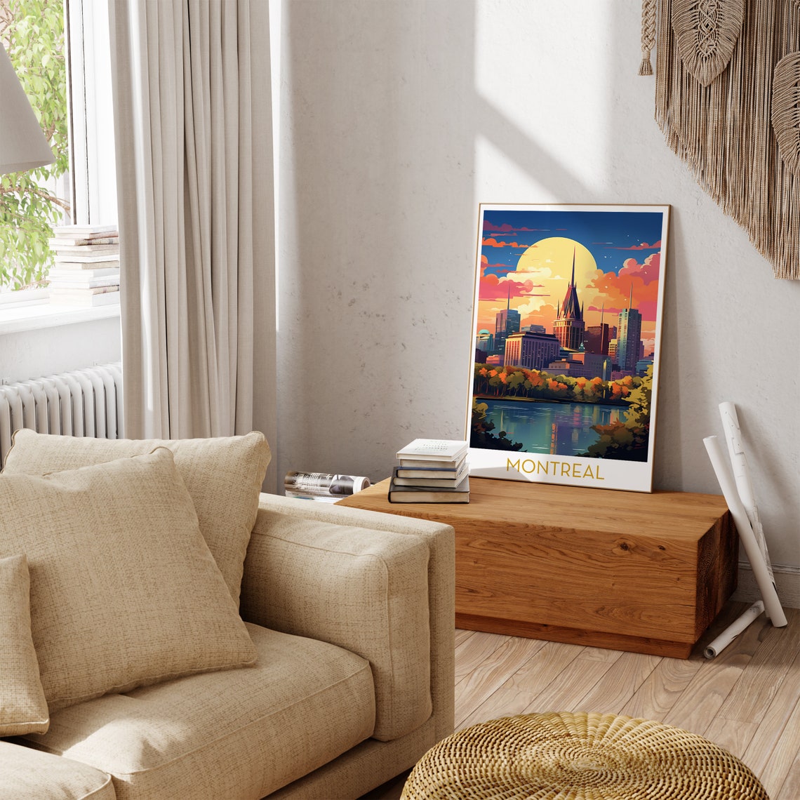 Montreal Canada Sunset Skyline Colorful Pop Art Travel Poster - Image 3
