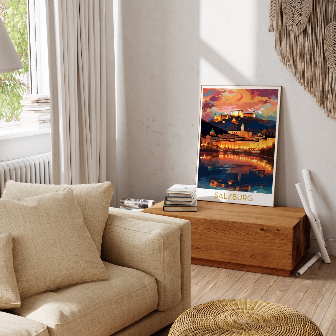 Salzburg Austria Fortress Poster with Sunset over the Salzach River - Image 3