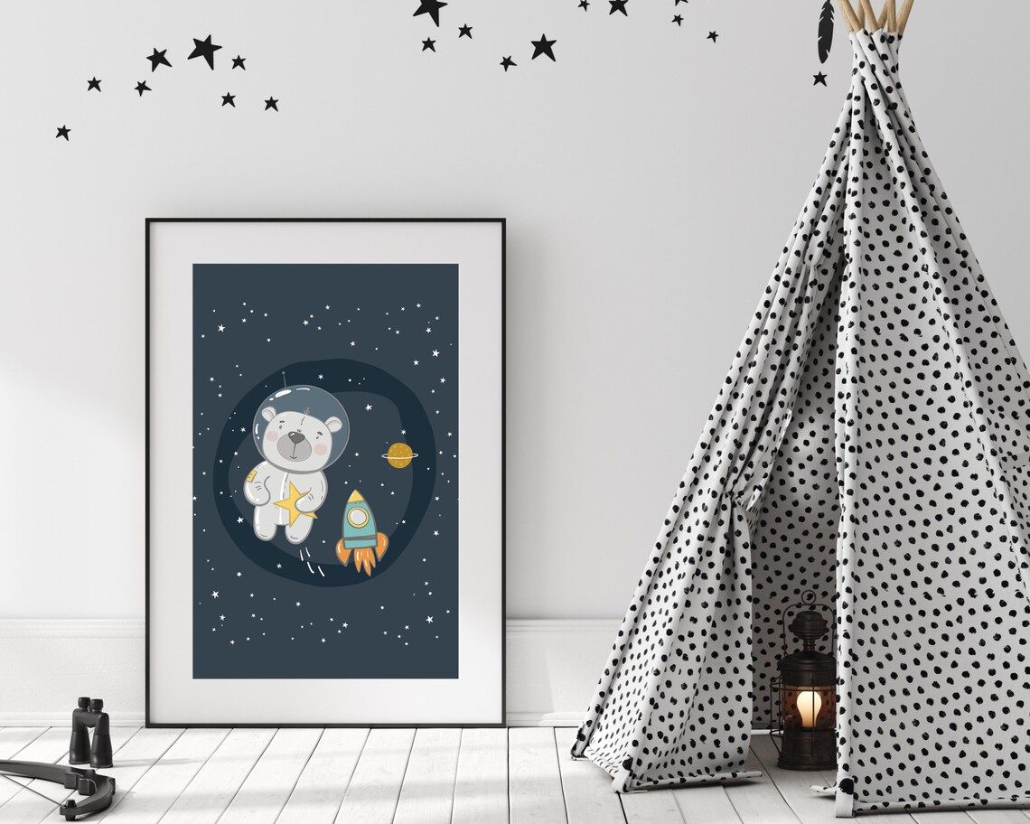 Space Nursery Art Print, Kids Room Wall Decor - Image 3