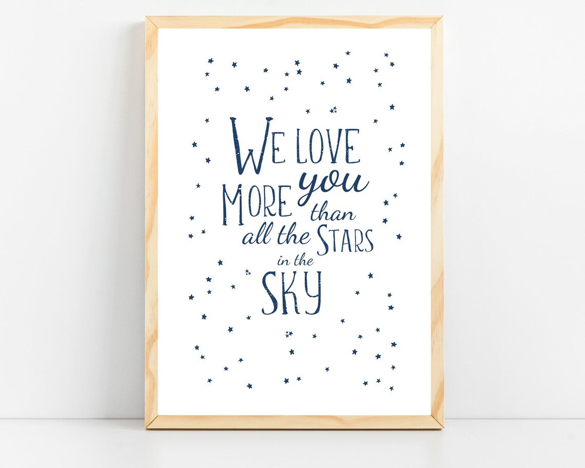 We Love You More Space Nursery Art Print, Kids Room