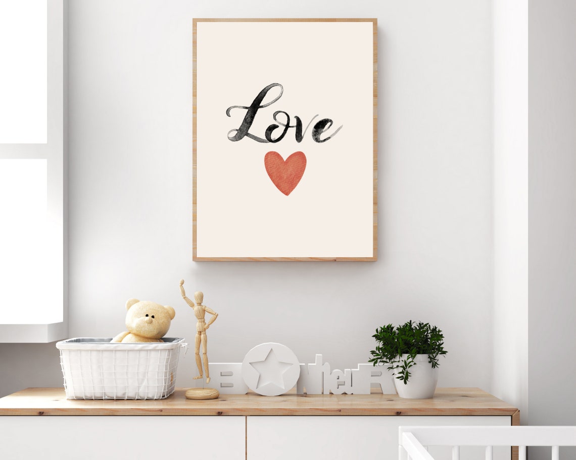 Baby Girl Room Wall Art Baby Room Love Quote Toddler Bedroom Watercolor Heart Art Print Kids Playroom Decor Girls Room Decor - Image 4