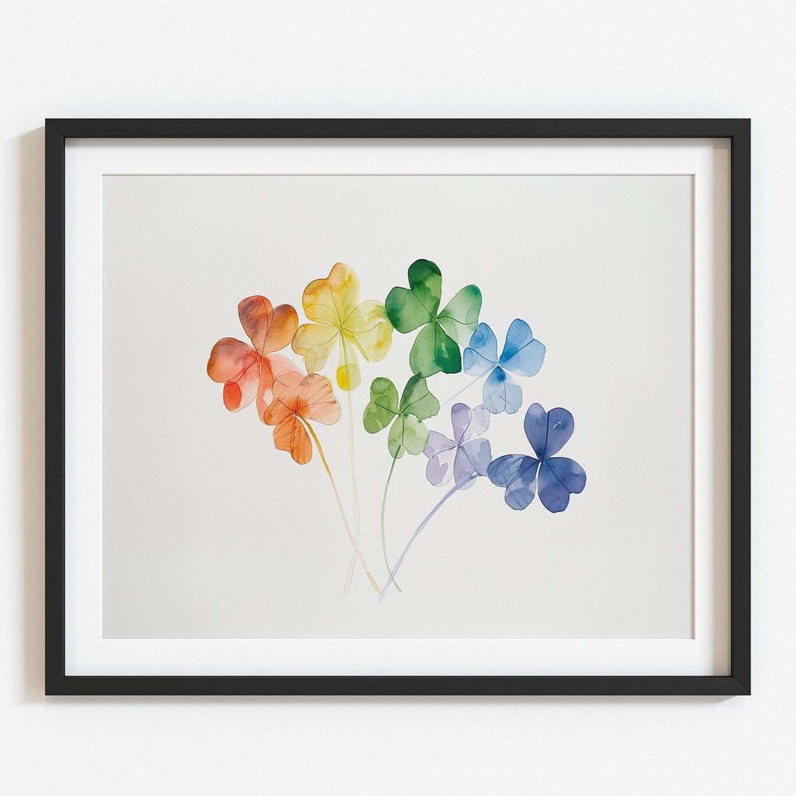 Rainbow Watercolor Shamrock Clovers Saint Patrick's Day Lucky Art Poster