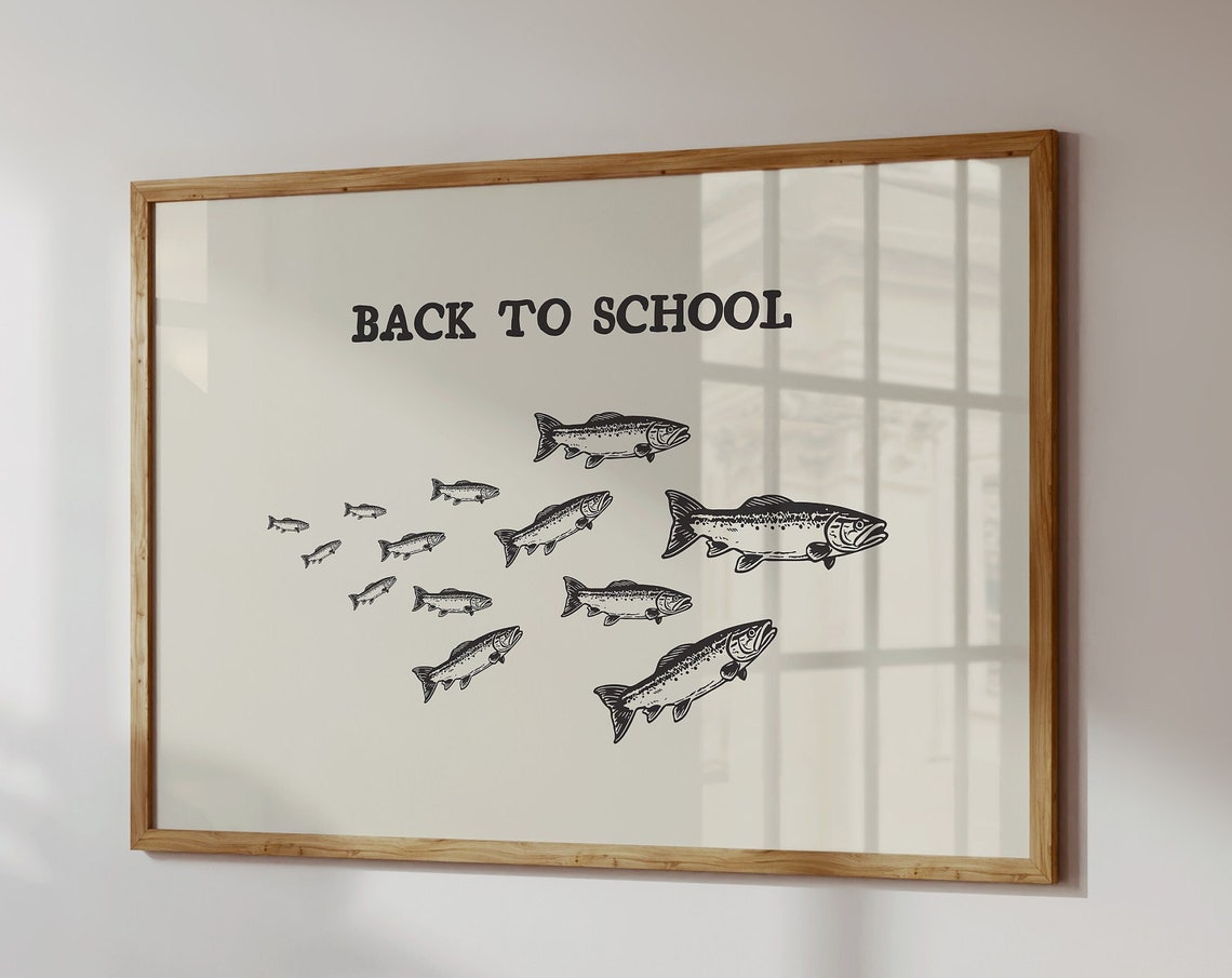 Cute Classroom Decor Vintage Fish Print Funny Back To School Poster Ocean Wall Art Trendy School Poster 1 Horizontal Print
