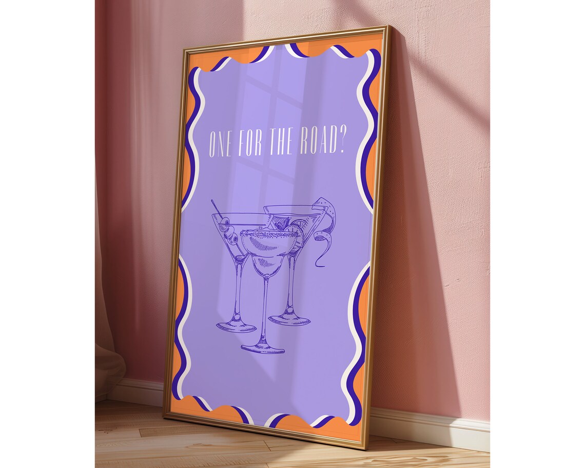 One For The Road, Retro Maximalist Cocktail Art Print - Image 4