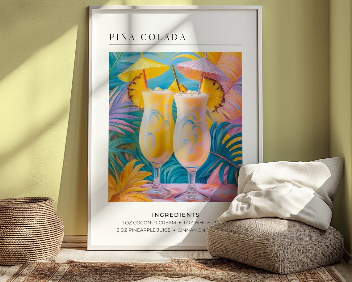 Pina Colada Cocktail, Maximalist Retro Art Print - Image 5