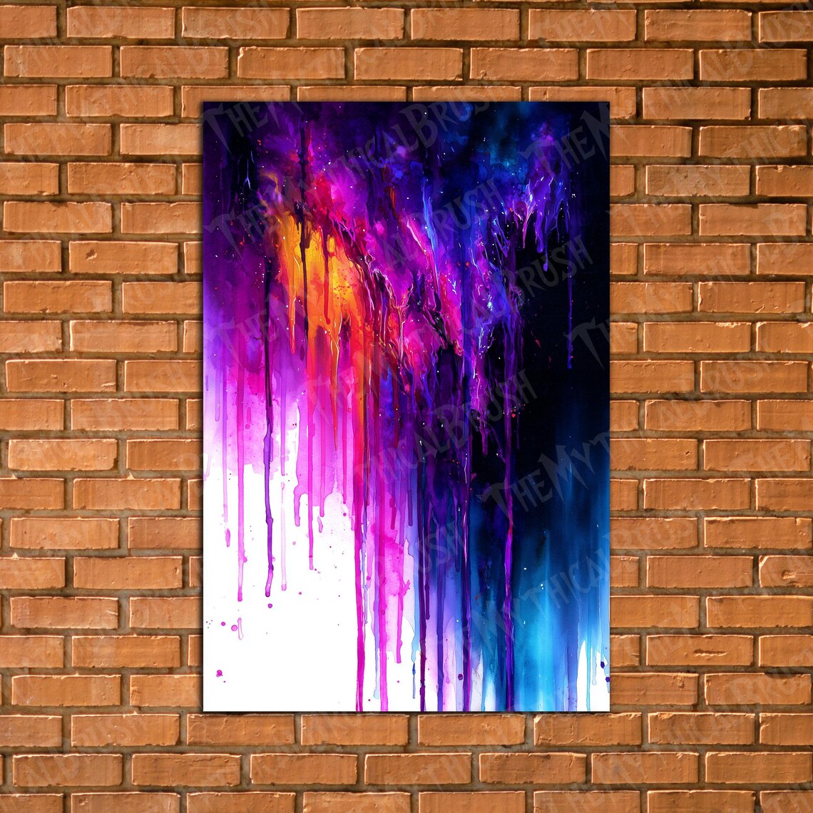 Dripping Watercolor Abstract Poster Modern Print Above Bed Wall Art Unique Large Physical