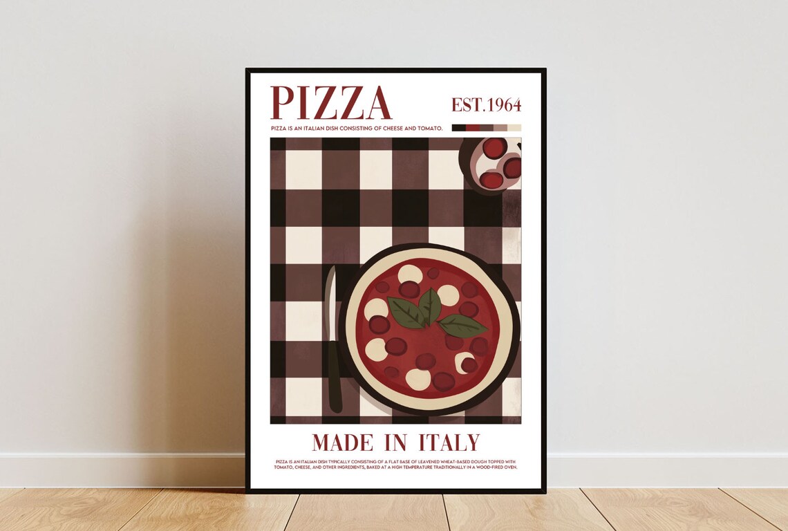 Pizza Est 1964 Made in Italy Vintage Retro Pizzeria Food Poster Art